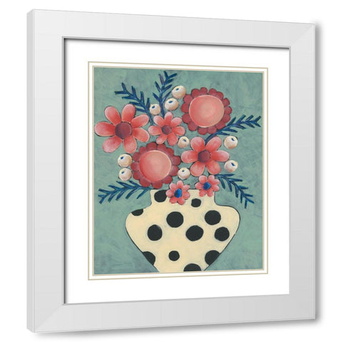 Jamboree Floral II White Modern Wood Framed Art Print with Double Matting by Moore, Regina