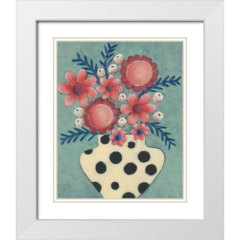 Jamboree Floral II White Modern Wood Framed Art Print with Double Matting by Moore, Regina