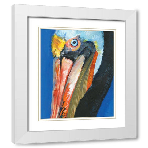Vibrant Pelican I White Modern Wood Framed Art Print with Double Matting by Parker, Jennifer Paxton