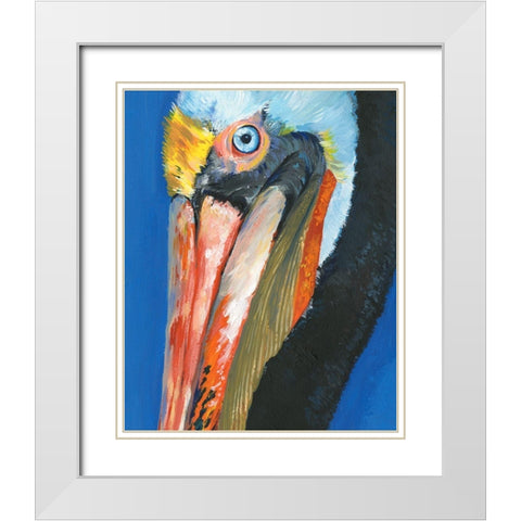 Vibrant Pelican I White Modern Wood Framed Art Print with Double Matting by Parker, Jennifer Paxton