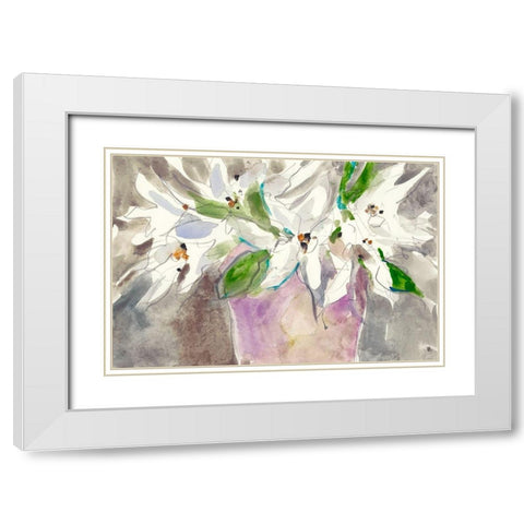 Magnolia Charm I White Modern Wood Framed Art Print with Double Matting by Dixon, Samuel