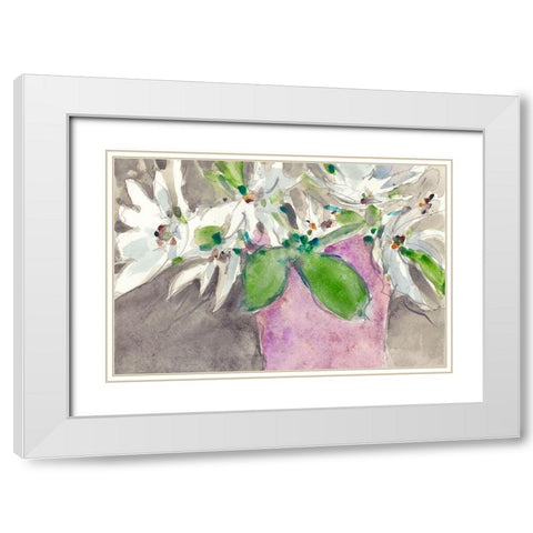 Magnolia Charm II White Modern Wood Framed Art Print with Double Matting by Dixon, Samuel