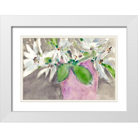 Magnolia Charm II White Modern Wood Framed Art Print with Double Matting by Dixon, Samuel