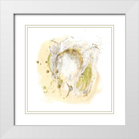 Moss Gold III White Modern Wood Framed Art Print with Double Matting by Vess, June Erica