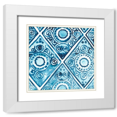 Indigo Sampler I White Modern Wood Framed Art Print with Double Matting by Vess, June Erica