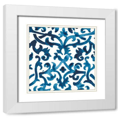 Indigo Sampler III White Modern Wood Framed Art Print with Double Matting by Vess, June Erica