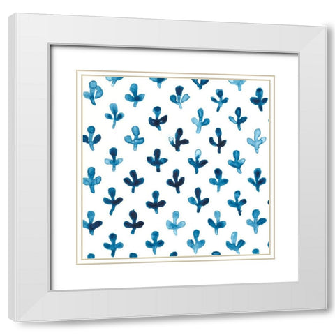 Indigo Sampler IV White Modern Wood Framed Art Print with Double Matting by Vess, June Erica