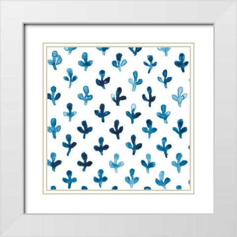 Indigo Sampler IV White Modern Wood Framed Art Print with Double Matting by Vess, June Erica