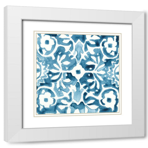 Indigo Sampler V White Modern Wood Framed Art Print with Double Matting by Vess, June Erica