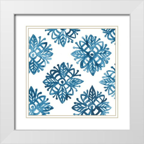 Indigo Sampler IX White Modern Wood Framed Art Print with Double Matting by Vess, June Erica