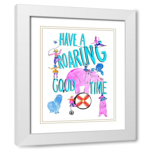 Circus Fun I White Modern Wood Framed Art Print with Double Matting by Blanckslate