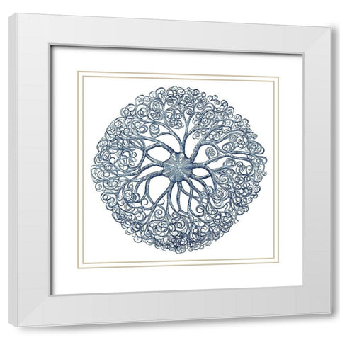 Navy Ocean Gems I White Modern Wood Framed Art Print with Double Matting by Vision Studio