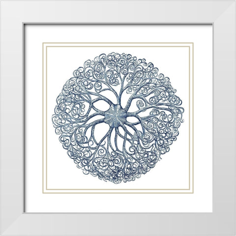 Navy Ocean Gems I White Modern Wood Framed Art Print with Double Matting by Vision Studio