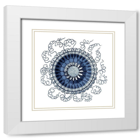 Navy Ocean Gems III White Modern Wood Framed Art Print with Double Matting by Vision Studio