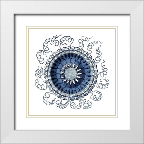 Navy Ocean Gems III White Modern Wood Framed Art Print with Double Matting by Vision Studio