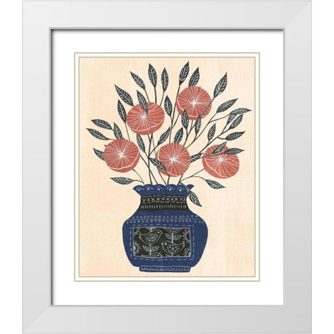 Vase of Flowers I White Modern Wood Framed Art Print with Double Matting by Wang, Melissa