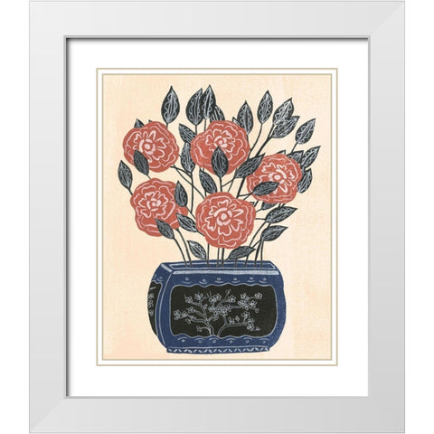 Vase of Flowers II White Modern Wood Framed Art Print with Double Matting by Wang, Melissa