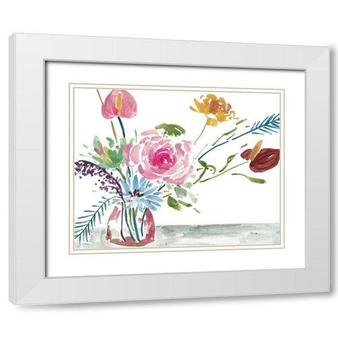 Celebration Bouquet I White Modern Wood Framed Art Print with Double Matting by Wang, Melissa