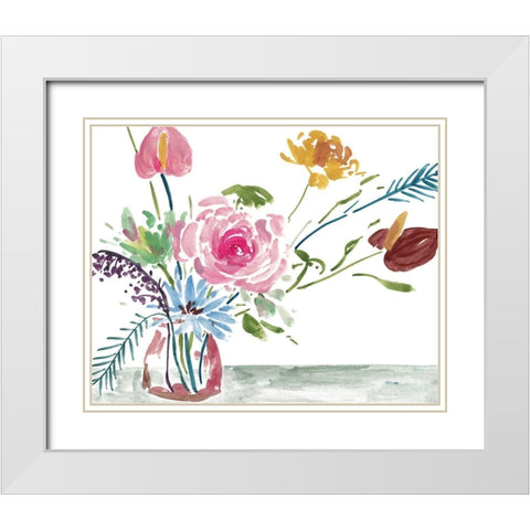 Celebration Bouquet I White Modern Wood Framed Art Print with Double Matting by Wang, Melissa