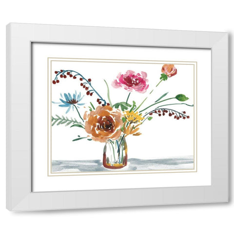 Celebration Bouquet III White Modern Wood Framed Art Print with Double Matting by Wang, Melissa