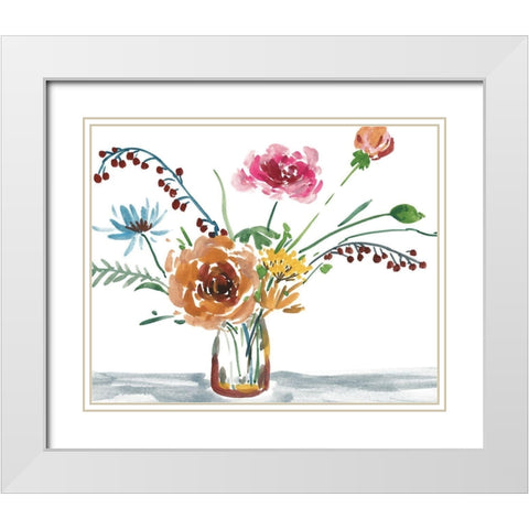 Celebration Bouquet III White Modern Wood Framed Art Print with Double Matting by Wang, Melissa