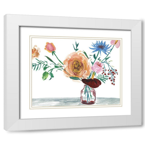 Celebration Bouquet IV White Modern Wood Framed Art Print with Double Matting by Wang, Melissa