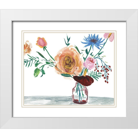 Celebration Bouquet IV White Modern Wood Framed Art Print with Double Matting by Wang, Melissa