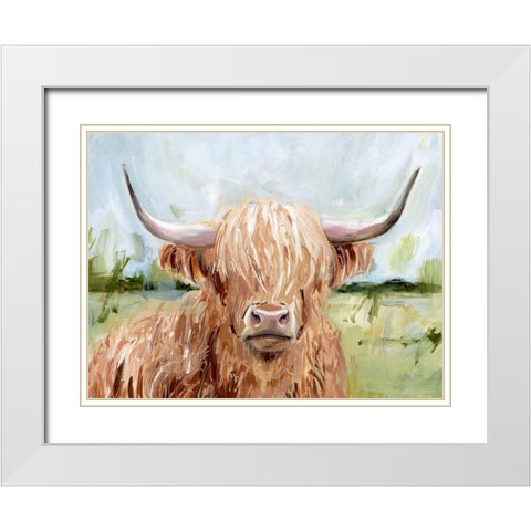 Highland Grazer II White Modern Wood Framed Art Print with Double Matting by Borges, Victoria