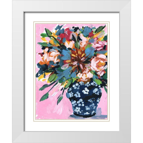 Bouquet in a vase I White Modern Wood Framed Art Print with Double Matting by Wang, Melissa