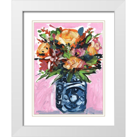 Bouquet in a vase III White Modern Wood Framed Art Print with Double Matting by Wang, Melissa