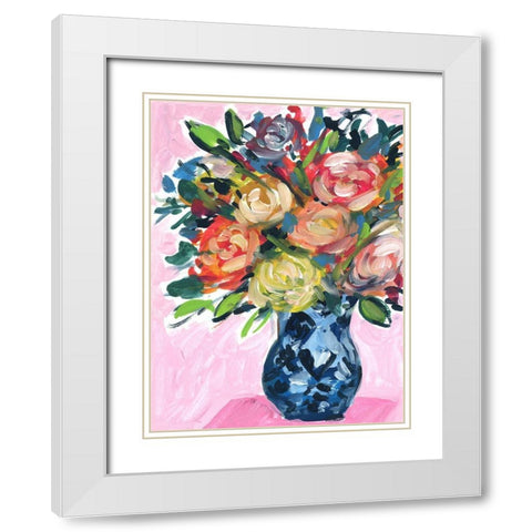 Bouquet in a vase IV White Modern Wood Framed Art Print with Double Matting by Wang, Melissa