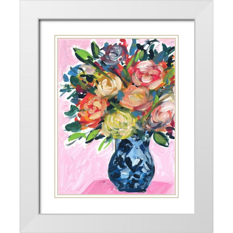 Bouquet in a vase IV White Modern Wood Framed Art Print with Double Matting by Wang, Melissa