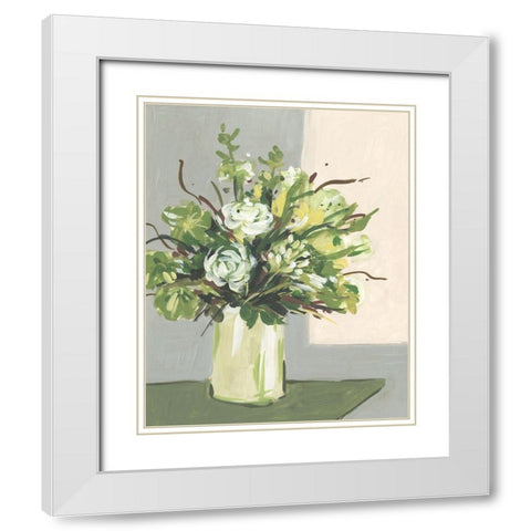 Elegant Floral II White Modern Wood Framed Art Print with Double Matting by Wang, Melissa