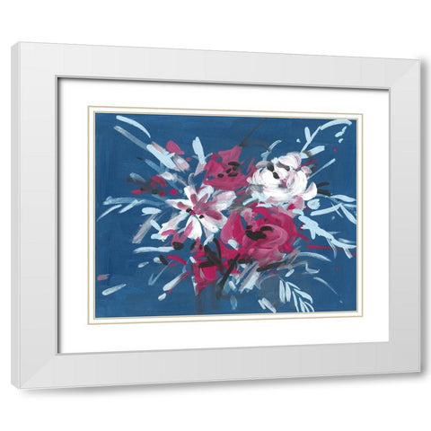 Blooming Night II White Modern Wood Framed Art Print with Double Matting by Wang, Melissa