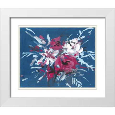 Blooming Night II White Modern Wood Framed Art Print with Double Matting by Wang, Melissa