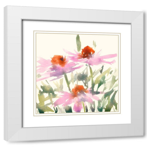 Daisy Garden Views I White Modern Wood Framed Art Print with Double Matting by Dixon, Samuel