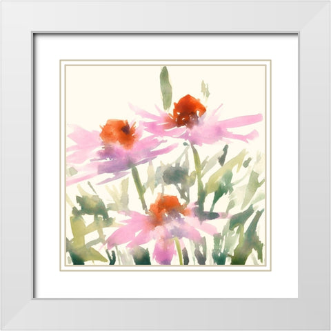 Daisy Garden Views I White Modern Wood Framed Art Print with Double Matting by Dixon, Samuel