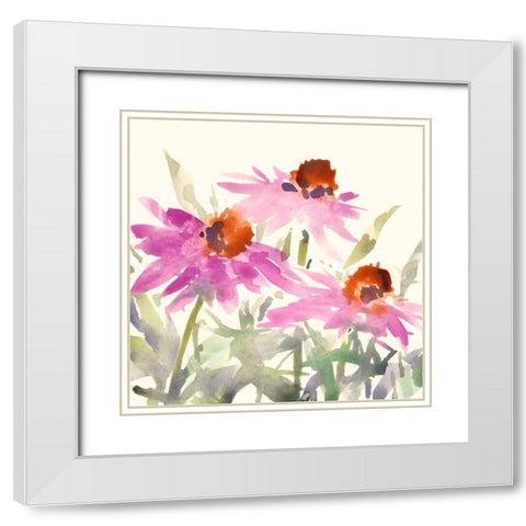 Daisy Garden Views II White Modern Wood Framed Art Print with Double Matting by Dixon, Samuel