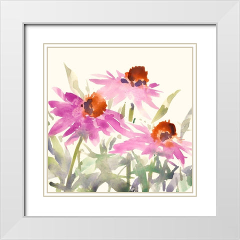 Daisy Garden Views II White Modern Wood Framed Art Print with Double Matting by Dixon, Samuel