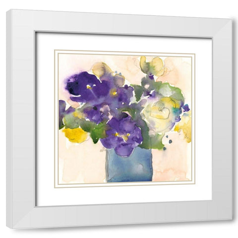 Floral Beauties I White Modern Wood Framed Art Print with Double Matting by Dixon, Samuel