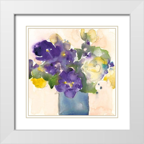 Floral Beauties I White Modern Wood Framed Art Print with Double Matting by Dixon, Samuel