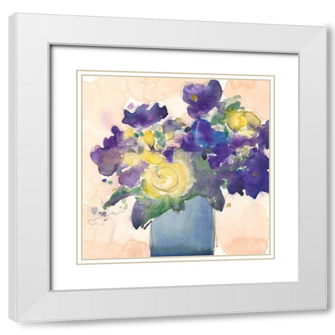Floral Beauties II White Modern Wood Framed Art Print with Double Matting by Dixon, Samuel