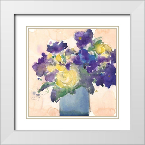 Floral Beauties II White Modern Wood Framed Art Print with Double Matting by Dixon, Samuel