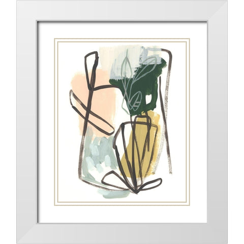 Tropical Abstract II White Modern Wood Framed Art Print with Double Matting by Vess, June Erica