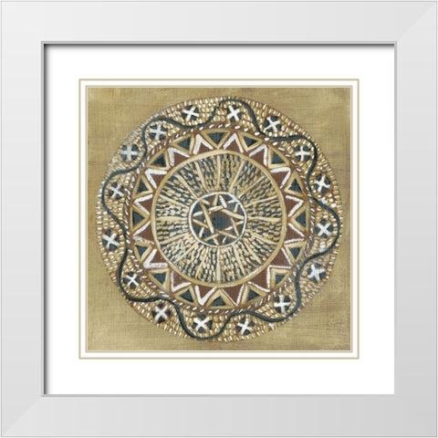 Woven Round I White Modern Wood Framed Art Print with Double Matting by Zarris, Chariklia