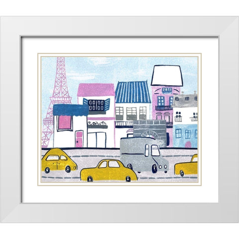 Bonjour Paris I White Modern Wood Framed Art Print with Double Matting by Wang, Melissa