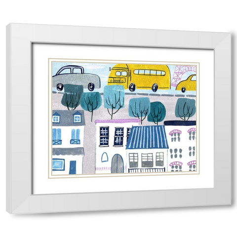 Bonjour Paris II White Modern Wood Framed Art Print with Double Matting by Wang, Melissa