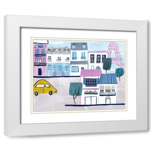 Bonjour Paris III White Modern Wood Framed Art Print with Double Matting by Wang, Melissa