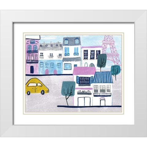 Bonjour Paris III White Modern Wood Framed Art Print with Double Matting by Wang, Melissa