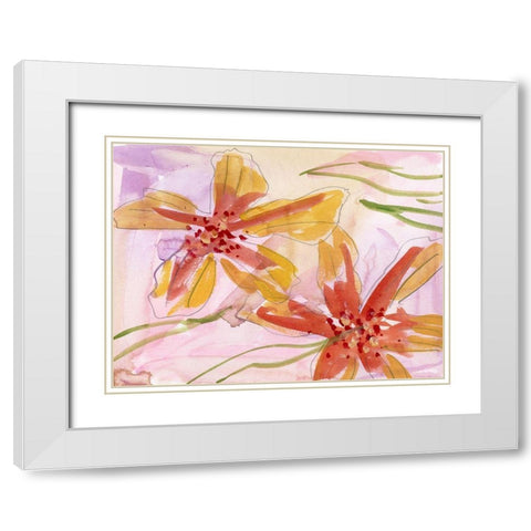 Aromatic Flowers I White Modern Wood Framed Art Print with Double Matting by Wang, Melissa